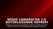 Niğde Çamardı'da 3.8 Büyüklüğünde Deprem Meydana Geldi