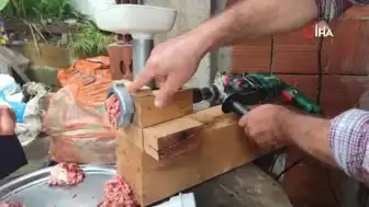 Rize'de Yusuf Kuş'tan Matkapla Kıyma Makinesi İcadı