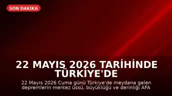 22 Mayıs 2026 Tarihinde Türkiye'de Meydana Gelen Depremler: AFAD ve Kandilli Verileri