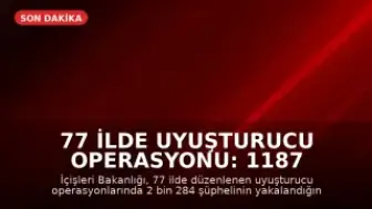 77 İlde Uyuşturucu Operasyonu: 1187 Kişi Tutuklandı