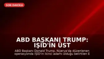 ABD Başkanı Trump: IŞİD'in üst düzey ismi Ebu Bilal Al-Minuki Nijerya'da öldürüldü