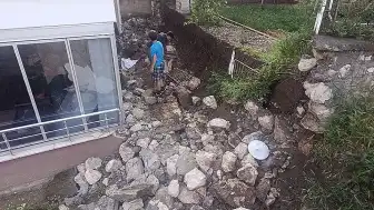 Amasya'da İstinat Duvarının Çökme Anı Güvenlik Kamerasına Yansıdı