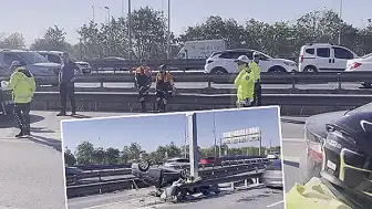 D-100 Karayolu'nda Trafik Kazası: Otomobil Bariyerlere Çarptı