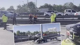 D-100 Karayolu'nda Trafik Kazası: Otomobil Bariyerlere Çarptı