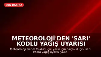 Meteoroloji'den 'Sarı' Kodlu Yağış Uyarısı