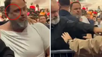 Olympiakos Başkanı Evangelos Marinakis'in Yüzünde Morluklar ve Yırtık Gömleğiyle Görüntülendiği Anlar Dikkat Çekti