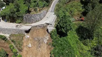 Rize'nin Güneysu İlçesinde Sağanak Sonrası Yol Çöktü