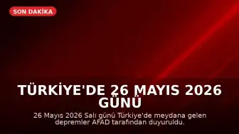 Türkiye'de 26 Mayıs 2026 Günü Meydana Gelen Depremler AFAD Tarafından Duyuruldu