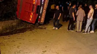 Giresun'da Yaş Çay Yüklü Kamyon Devrildi: Maddi Hasar Oluştu