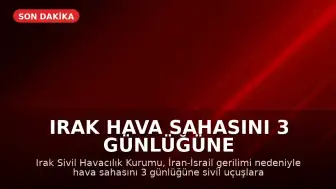 Irak Hava Sahasını 3 Günlüğüne Kapattı