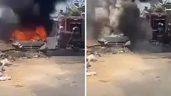 Sanayide Tamirdeki Otomobil Alev Aldı