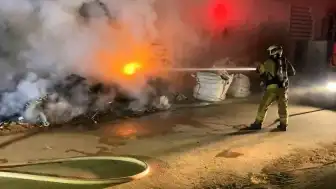 Bursa İnegöl'de Orman Ürünleri Fabrikası Bahçesinde Yangın