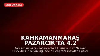 Kahramanmaraş Pazarcık'ta 4.2 Büyüklüğünde Deprem Meydana Geldi