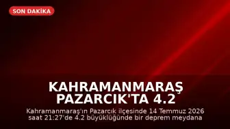 Kahramanmaraş Pazarcık'ta 4.2 Büyüklüğünde Deprem Meydana Geldi