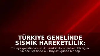 Türkiye Genelinde Sismik Hareketlilik: AFAD ve Kandilli Rasathanesi Verileri Paylaşıldı