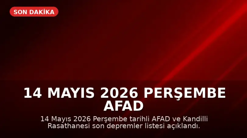 14 Mayıs 2026 Perşembe AFAD Son Depremler Listesi